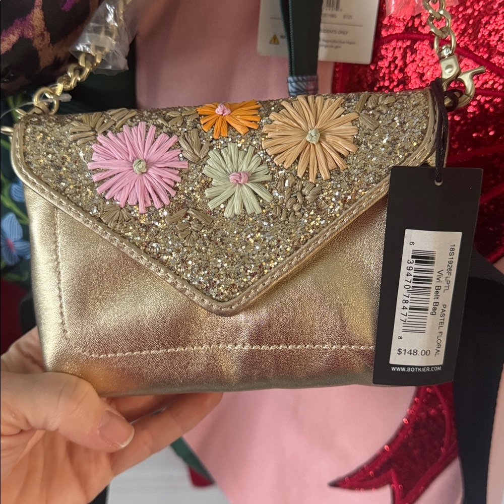 *NEW* BOTKIER VIVI CONVERTIBLE BELT BAG GOLD PASTEL FLORAL PURSE - Picture 6 of 9